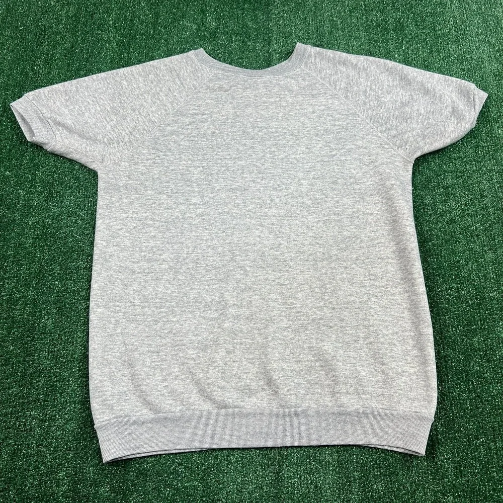 VTG‎ Tultex Raglan Ringer Crewneck Short Sleeve Sweatshirt Mens Large Gray 70s
